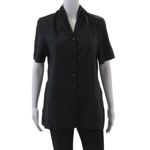 Elemente Clemente Women Tunic Button-Up Black Cotton Short Sleeve Size 3